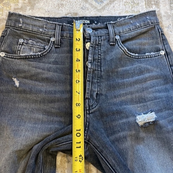 Post LA Adaptation Crop Kick Flare Distressed Black Jeans - Picture 15 of 16